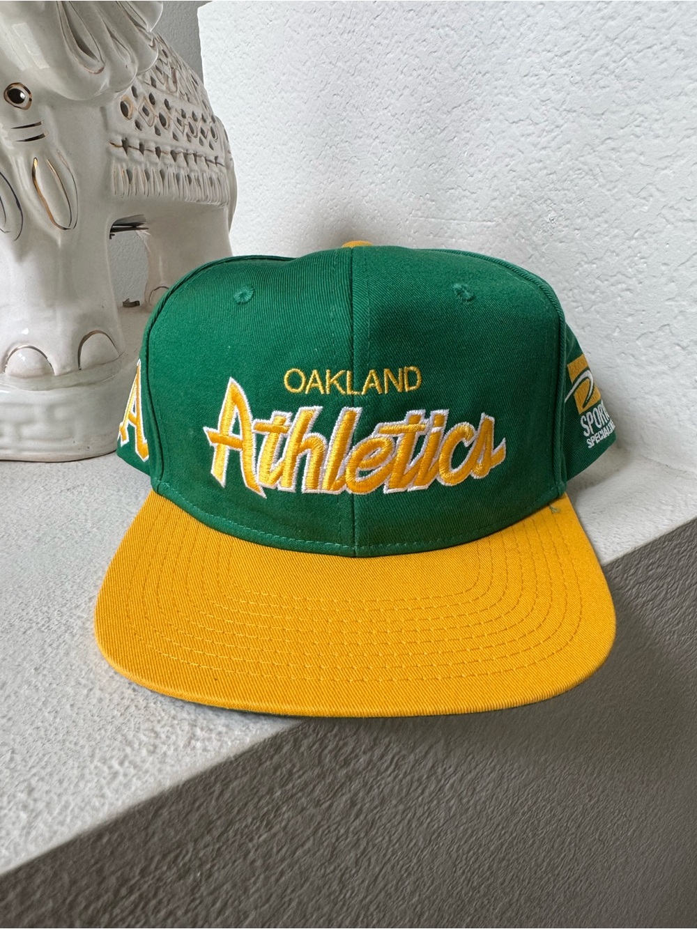 Vintage Oakland A’s Athletics Script Snapback Hat Sports Specialties Green Gold